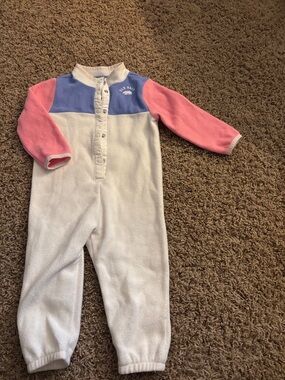 Old Navy White One-Piece with Pink Sleeves and Blue Yoke